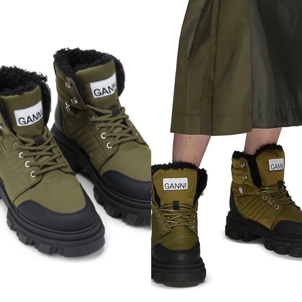 $495🔥GANNI
Kalamata Lace-up Hiking Boots In Green size 37